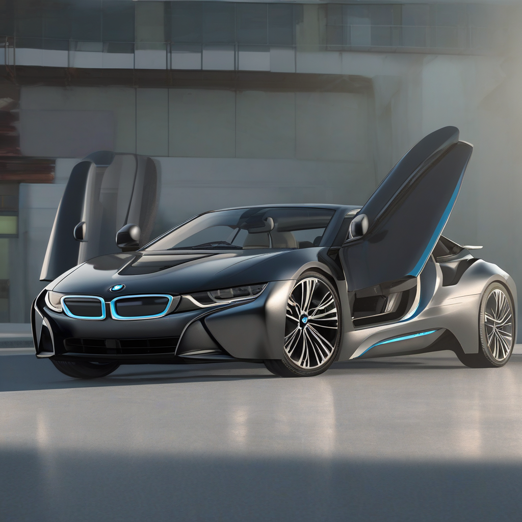A photorealistic render showing: bmw i8 cinematic mood ultra-detailed high-resolution.